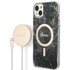 GUESS Originalna maska + punjač za iPhone 15/14/13 6,1", GUBPP14SHMEACSK, Marble MagSafe, crna